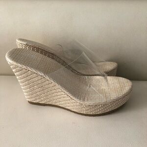 Women's Clear / Cream Woven Platform Sandals-Brand New